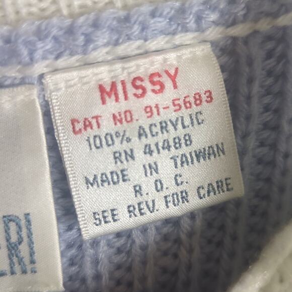 Vintage Knit Tennis Prep Pastel Blue Sweater Women's Size Medium - Picture 4 of 11